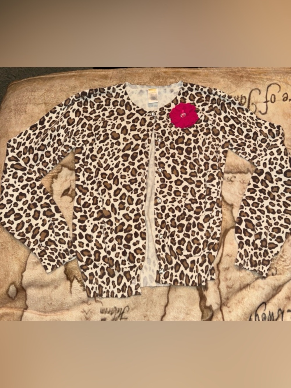 🖤GYMBOREE 2011 PARISIAN CHIC LEOPARD PRINT THIN CARDIGAN SIZE L (10-12)🖤